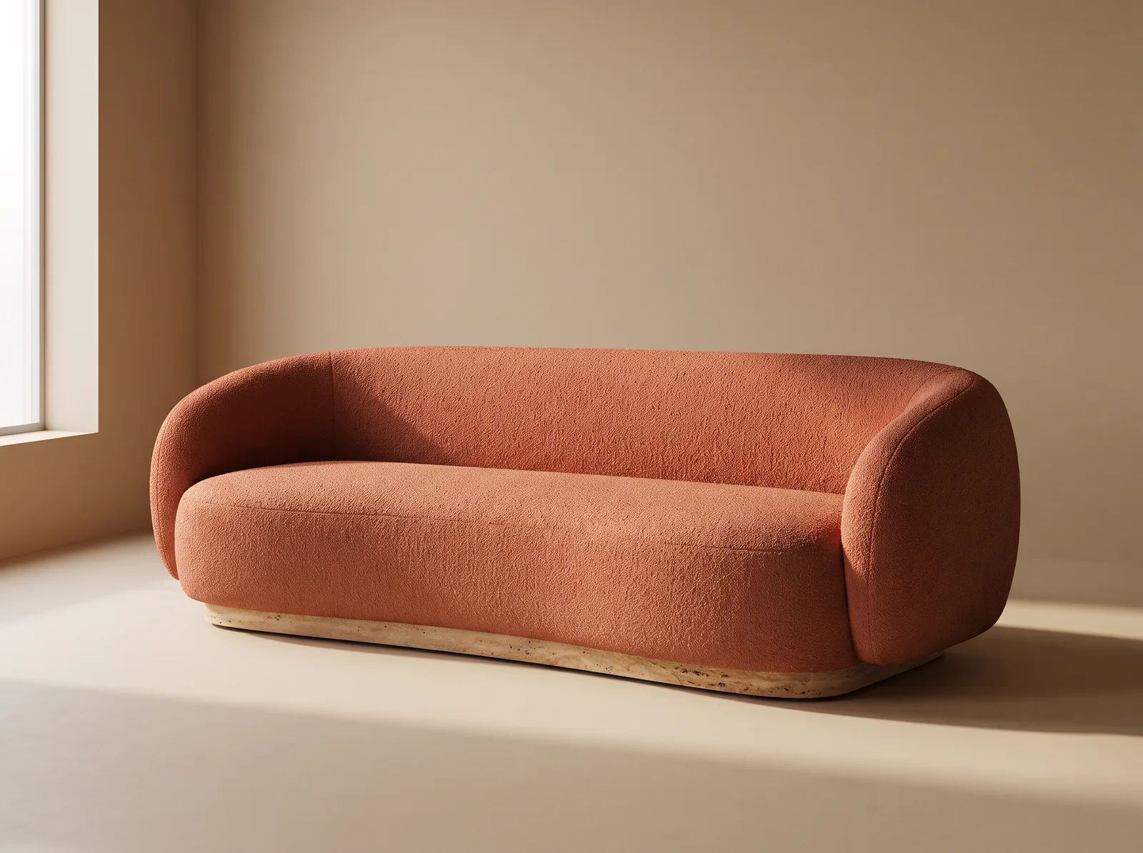 Sofa Calma in Terrakotta Bouclé